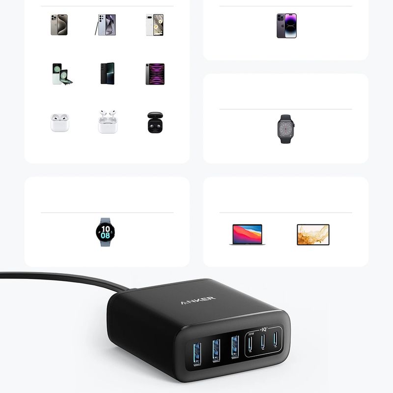 Laptop, Telefoane si Tablete - Telefoane mobile si accesorii - Accesorii Telefoane - Incarcatoare telefoane - Incarcator Priza 3x USB-A, 3x Type-C, 112W - Anker (A2154G11) - Negru - Infinity.ro