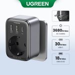 Laptop, Telefoane si Tablete - Telefoane mobile si accesorii - Accesorii Telefoane - Incarcatoare telefoane - Incarcator pentru Priza 2x USB, USB-C, AC, 2990W, 13A, PD30W, 3A, QC4+ - UVerde CD268 (CD314) - Negru - Infinity.ro