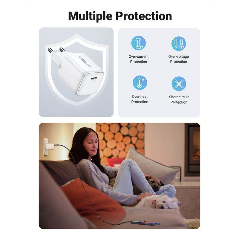 Laptop, Telefoane si Tablete - Telefoane mobile si accesorii - Accesorii Telefoane - Incarcatoare telefoane - Incarcator USB-C, GaN, Fast Charging, 20W, 3A, QC4.0+ - UVerde Nexode CD319 (15324) - Alb - Infinity.ro
