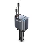 Laptop, Telefoane si Tablete - Telefoane mobile si accesorii - Accesorii Telefoane - Incarcatoare telefoane - Incarcator pentru Masina USB, Type-C, Cabluri Retractabile USB-C, Lightning, 69W - Techsuit NanoVoltX (C1) - Gri - Infinity.ro