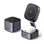 Laptop, Telefoane si Tablete - Telefoane mobile si accesorii - Accesorii Telefoane - Incarcatoare telefoane - Incarcator Pliabil fara Fir 2in1, 15W, Cablu, 1m - UVerde W702 (35316) - Negru - Infinity.ro