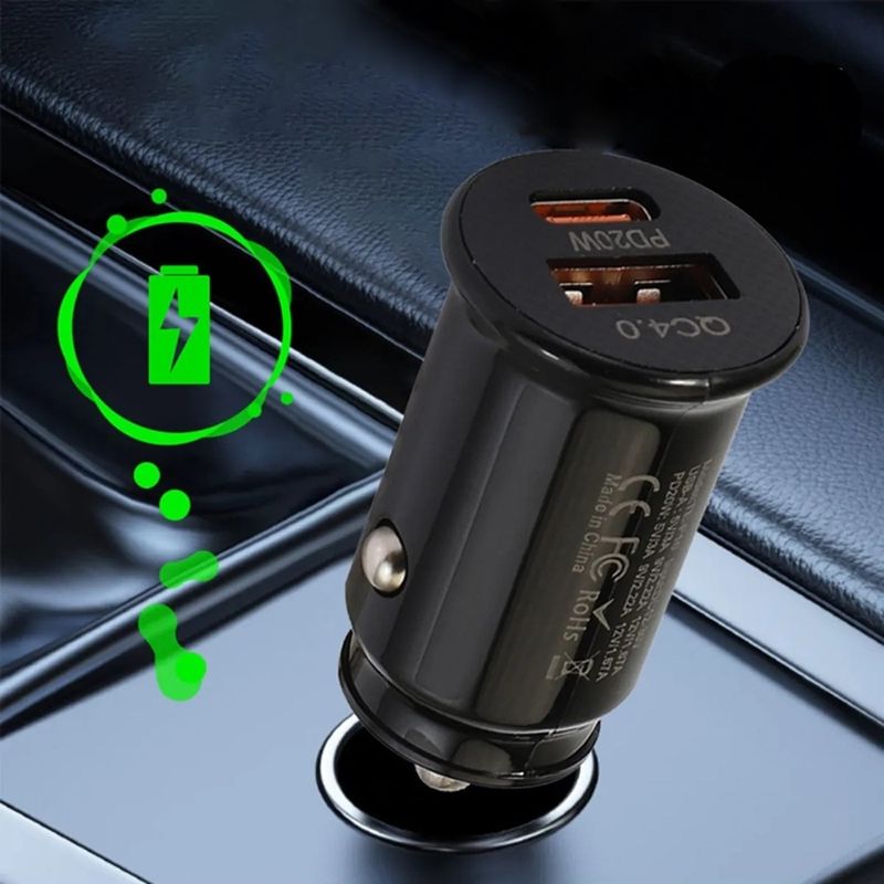 Laptop, Telefoane si Tablete - Telefoane mobile si accesorii - Accesorii Telefoane - Incarcatoare telefoane - Incarcator pentru Masina 2in1 USB, Type-C 40W, ABS - Techsuit MiniFuseX (C4) - Negru - Infinity.ro