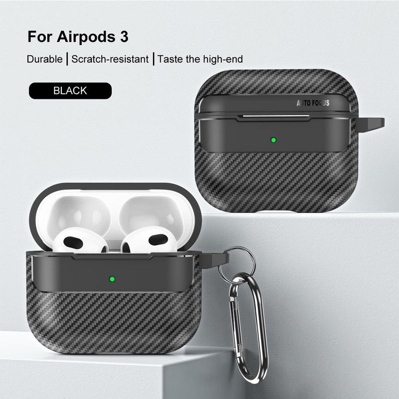 TV, Audio-Video si Foto - Portabile audio - Casti audio - Husa pentru AirPods 3 - Techsuit CarbonFiber - Negru - Infinity.ro
