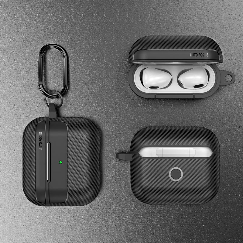 TV, Audio-Video si Foto - Portabile audio - Casti audio - Husa pentru AirPods 3 - Techsuit CarbonFiber - Negru - Infinity.ro