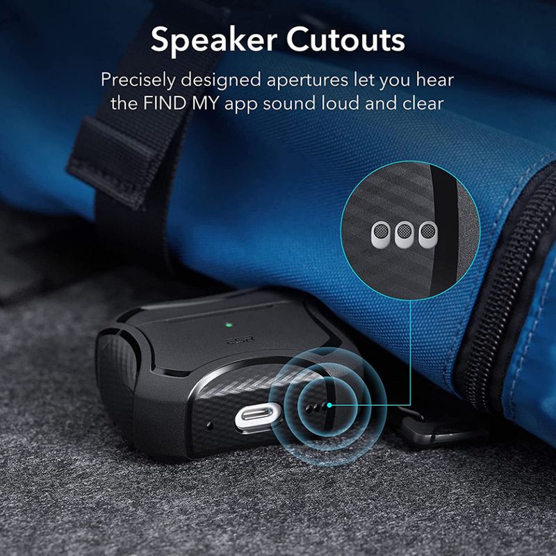 TV, Audio-Video si Foto - Portabile audio - Casti audio - Husa pentru Apple AirPods Pro 1 / 2 - ESR Cyber Armor Tough HaloLock - Negru - Infinity.ro