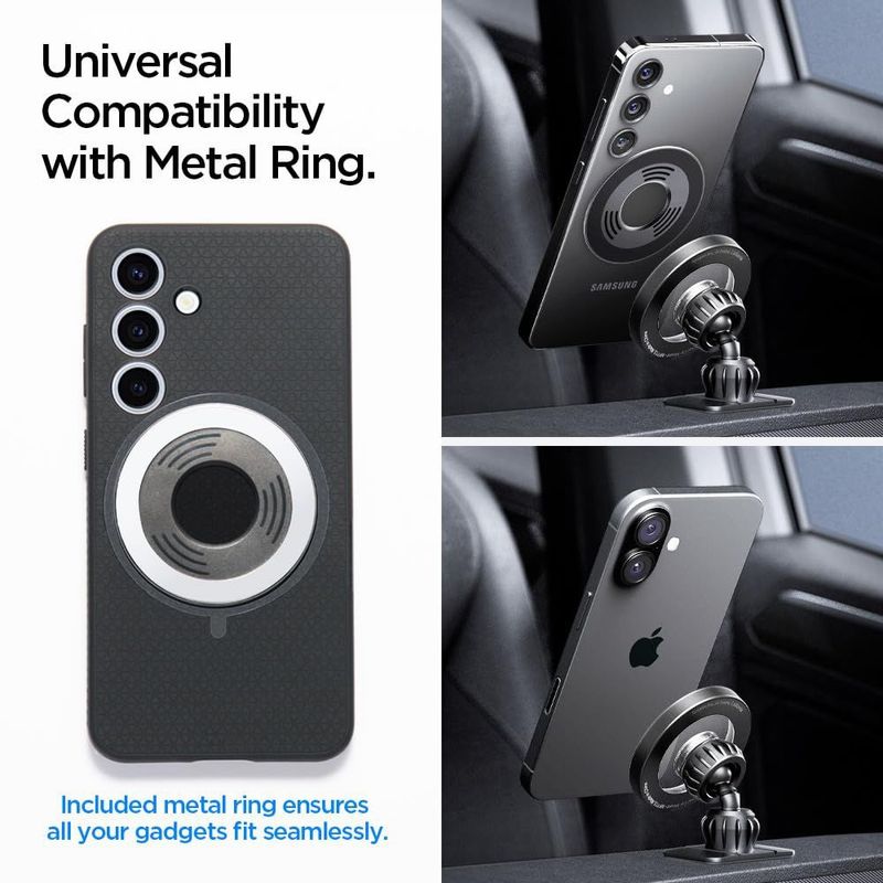 Laptop, Telefoane si Tablete - Telefoane mobile si accesorii - Accesorii Telefoane - Suport si docking telefoane - Suport Auto cu Magnet pentru Telefon, Universal, Ajustabil - Spigen (MFT13) - Negru - Infinity.ro