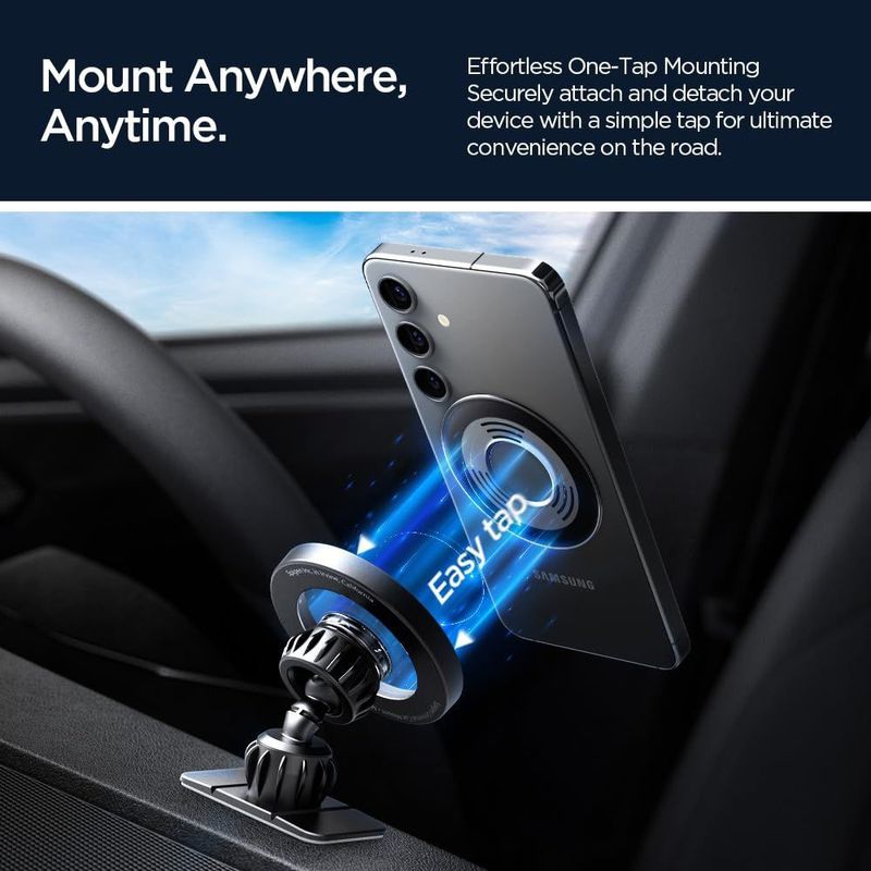Laptop, Telefoane si Tablete - Telefoane mobile si accesorii - Accesorii Telefoane - Suport si docking telefoane - Suport Auto cu Magnet pentru Telefon, Universal, Ajustabil - Spigen (MFT13) - Negru - Infinity.ro