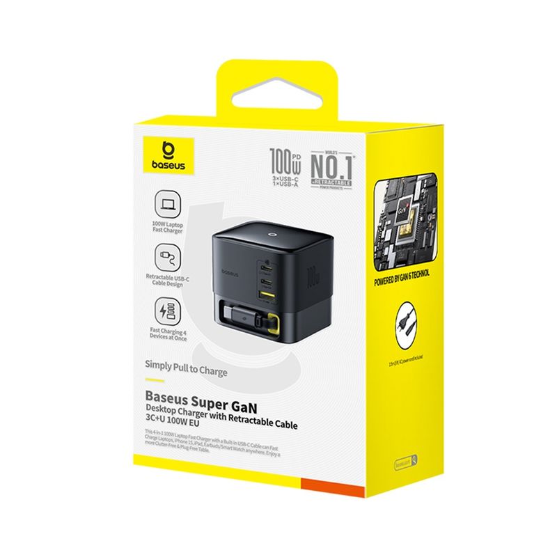 Laptop, Telefoane si Tablete - Telefoane mobile si accesorii - Accesorii Telefoane - Incarcatoare telefoane - Alimentator pentru Priza USB, 3x Type-C, 100W, 1.5m - Baseus Super GaN (P10164001123-00) - Cosmic Negru - Infinity.ro