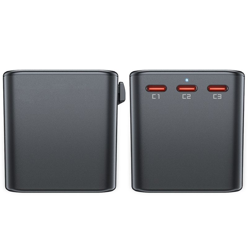 Laptop, Telefoane si Tablete - Telefoane mobile si accesorii - Accesorii Telefoane - Incarcatoare telefoane - Adaptor pentru Priza 3x Type-C, EU, UK, AUS, US, GaN, PD75W - Acefast (Z1) - Negru - Infinity.ro