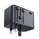 Laptop, Telefoane si Tablete - Telefoane mobile si accesorii - Accesorii Telefoane - Incarcatoare telefoane - Adaptor pentru Priza 3x Type-C, EU, UK, AUS, US, GaN, PD75W - Acefast (Z1) - Negru - Infinity.ro