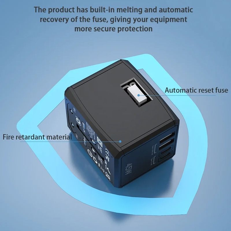 Laptop, Telefoane si Tablete - Telefoane mobile si accesorii - Accesorii Telefoane - Incarcatoare telefoane - Adaptor pentru Priza Universal, PD45W, 2 x USB, 3 x Type-C, EU, UK, AUS, US - Techsuit (HHT905) - Negru - Infinity.ro