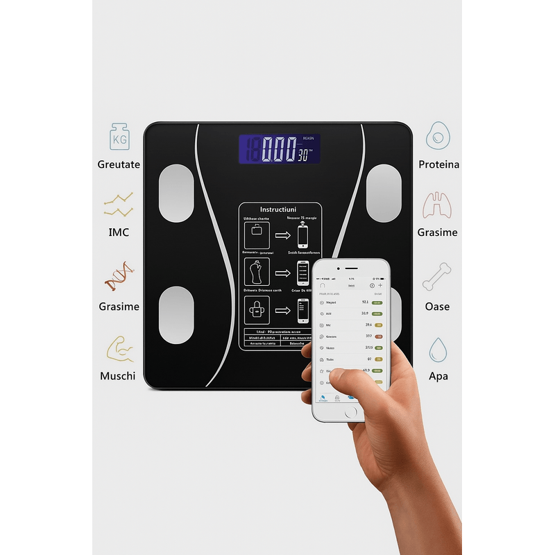 Ingrijire personala si Cosmetice - Sanatate si wellness - Aparate medicale - Cantare corporale - Cantar corporal inteligent Bluetooth Brivoo® cu Aplicatie Smart pentru Monitorizare Greutate - Infinity.ro