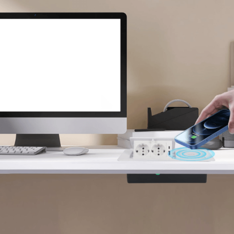 Casa si Gradina - Electrice - Prize - Priza Incorporabila, Adsinio, Incarcator Wireless de 15W, 2 Schuko, 1 USB-A, 1 USB-C,Curent 16A, Alb - Infinity.ro