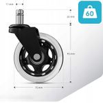 PC, gaming si accesorii - Gaming - Accesorii gaming - Scaune gaming - Set 5 roti de silicon, diametru 75mm, tija 11mm, pentru scaune de birou sau scaune de gaming, Negru - Infinity.ro