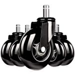 PC, gaming si accesorii - Gaming - Accesorii gaming - Scaune gaming - Set 5 roti de silicon, diametru 75mm, tija 11mm, pentru scaune de birou sau scaune de gaming, Negru - Infinity.ro