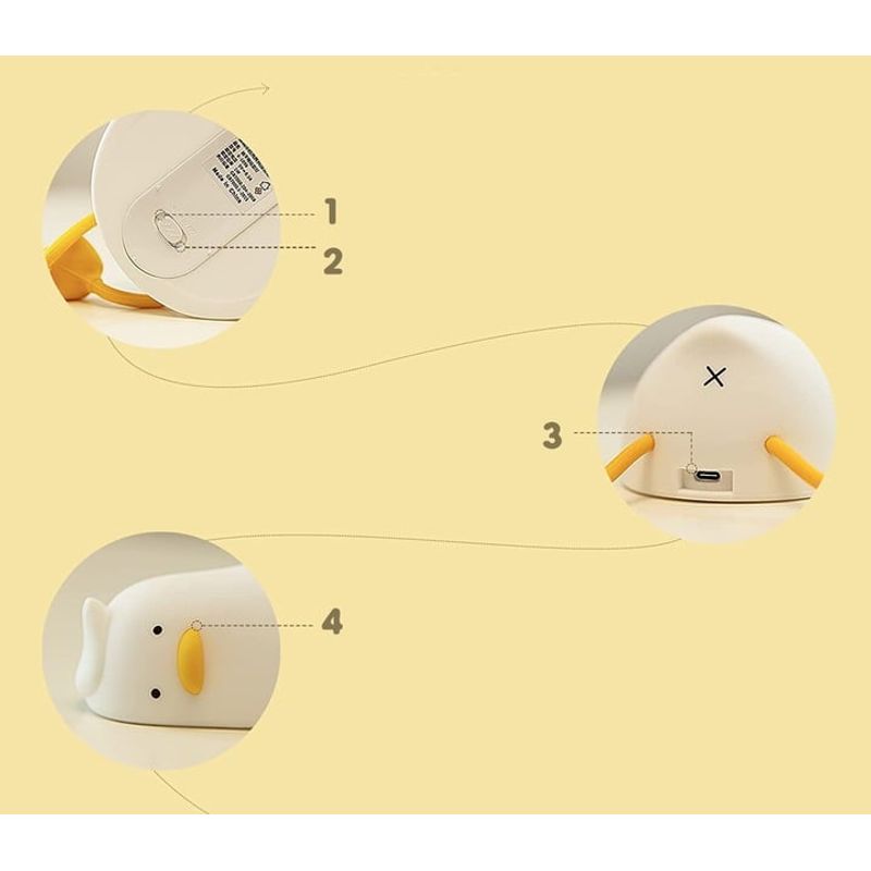 Casa si Gradina - Corpuri si surse de iluminat - Veioze si lampi - Lampi de veghe copii - Lampa de Veghe Amuzanta NewEvo, Ratusca Adormita, Silicon Moale, Lumina Calda, 3 Intensitati - Infinity.ro
