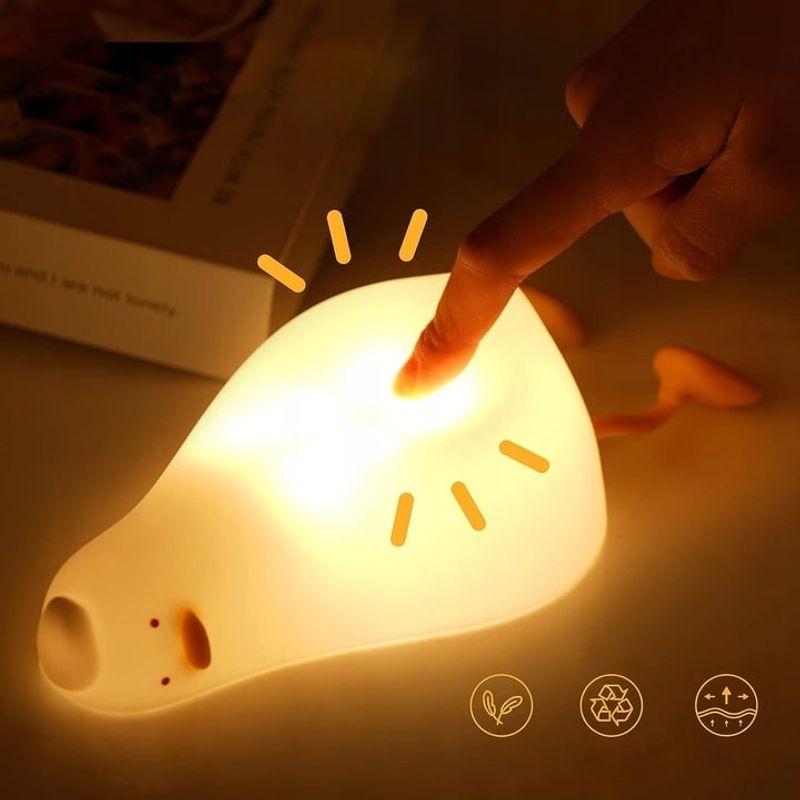 Casa si Gradina - Corpuri si surse de iluminat - Veioze si lampi - Lampi de veghe copii - Lampa de Veghe Amuzanta NewEvo, Ratusca Adormita, Silicon Moale, Lumina Calda, 3 Intensitati - Infinity.ro