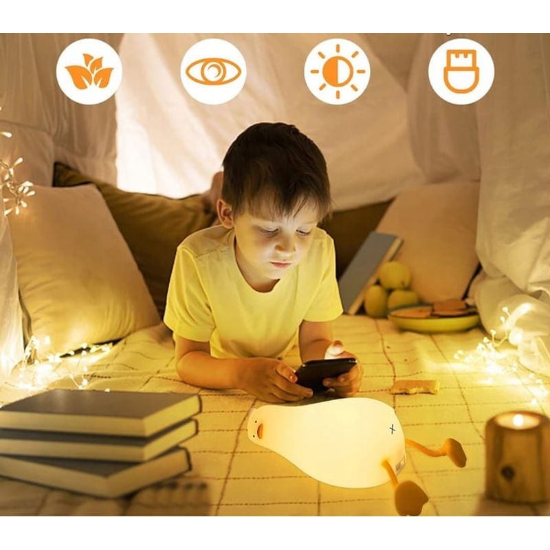 Casa si Gradina - Corpuri si surse de iluminat - Veioze si lampi - Lampi de veghe copii - Lampa de Veghe Amuzanta NewEvo, Ratusca Adormita, Silicon Moale, Lumina Calda, 3 Intensitati - Infinity.ro