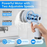 Market - Curatenie si intretinere casa - Produse menaj - Accesorii curatenie - Perie electrica rotativa pentru curatare profesionala LUVLU®, 4 capete detasabile, 380 RPM, 2 viteze, fara fir, IPX6 - Infinity.ro