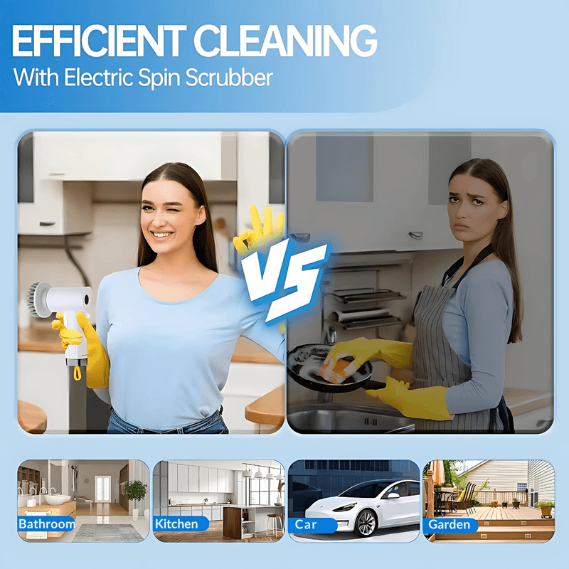 Market - Curatenie si intretinere casa - Produse menaj - Accesorii curatenie - Perie electrica rotativa pentru curatare profesionala LUVLU®, 4 capete detasabile, 380 RPM, 2 viteze, fara fir, IPX6 - Infinity.ro