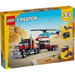 Jucarii, Copii si Bebe - Jucarii si jocuri - Seturi de constructie si cuburi - Seturi de constructie - LEGO Creator Camioneta platforma cu elicopter 31146 - Infinity.ro