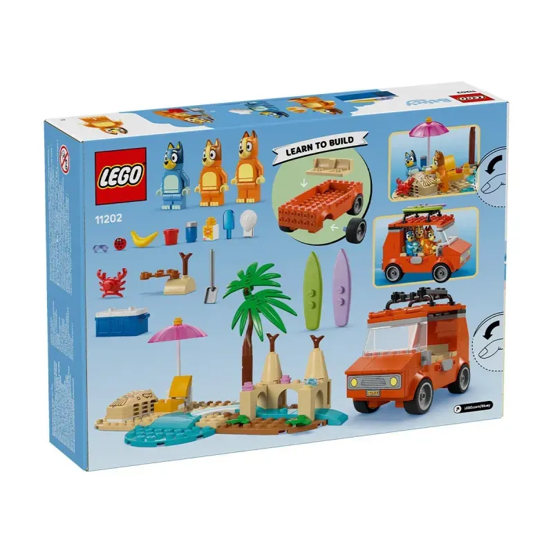 Jucarii, Copii si Bebe - Jucarii si jocuri - Seturi de constructie si cuburi - Seturi de constructie - LEGO Bluey Calatoria familiei lui Blue cu masina la plaja 11202 - Infinity.ro