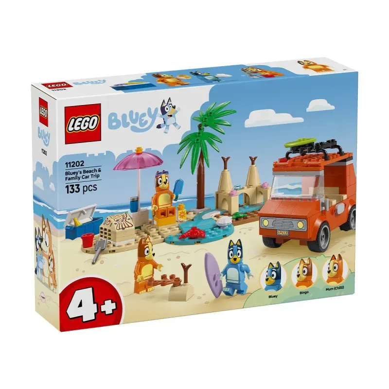 Jucarii, Copii si Bebe - Jucarii si jocuri - Seturi de constructie si cuburi - Seturi de constructie - LEGO Bluey Calatoria familiei lui Blue cu masina la plaja 11202 - Infinity.ro