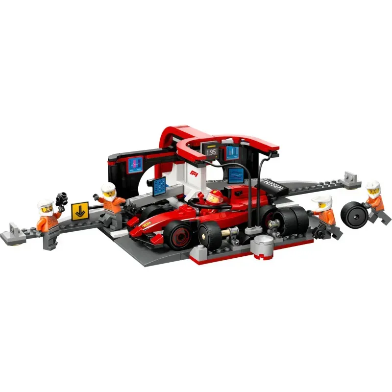 Jucarii, Copii si Bebe - Jucarii si jocuri - Seturi de constructie si cuburi - Seturi de constructie - LEGO City Boxa si mecanici F1 cu masina Ferrari 60443 - Infinity.ro