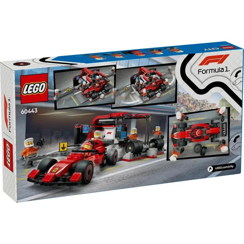Jucarii, Copii si Bebe - Jucarii si jocuri - Seturi de constructie si cuburi - Seturi de constructie - LEGO City Boxa si mecanici F1 cu masina Ferrari 60443 - Infinity.ro