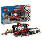 Jucarii, Copii si Bebe - Jucarii si jocuri - Seturi de constructie si cuburi - Seturi de constructie - LEGO City Boxa si mecanici F1 cu masina Ferrari 60443 - Infinity.ro