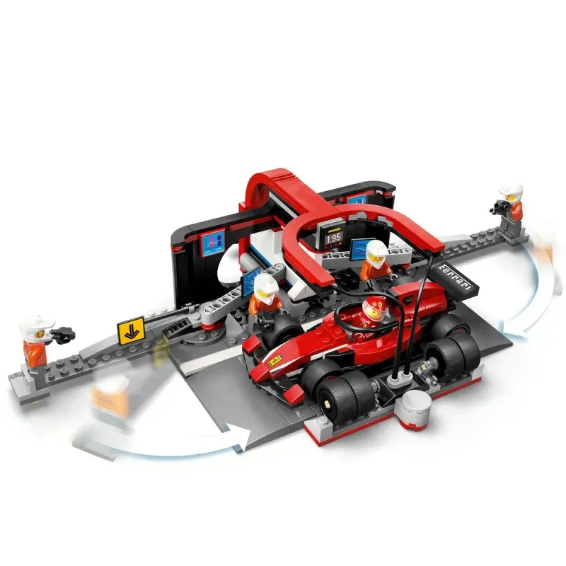 Jucarii, Copii si Bebe - Jucarii si jocuri - Seturi de constructie si cuburi - Seturi de constructie - LEGO City Boxa si mecanici F1 cu masina Ferrari 60443 - Infinity.ro