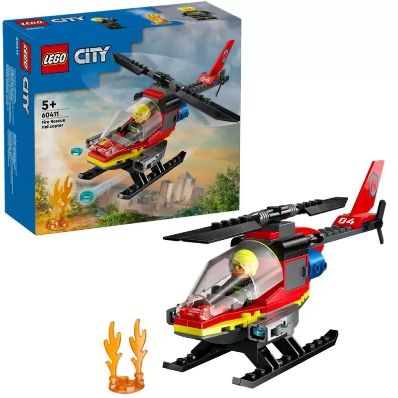 Jucarii, Copii si Bebe - Jucarii si jocuri - Seturi de constructie si cuburi - Seturi de constructie - LEGO City Elicopter de pompieri 60411 - Infinity.ro