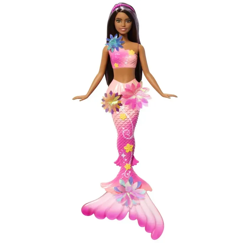 Jucarii, Copii si Bebe - Jucarii si jocuri - Papusi si accesorii - Papusi - Papusa sirena Barbie Floare Magica Cu Par brunet Si Coada Roz - Infinity.ro