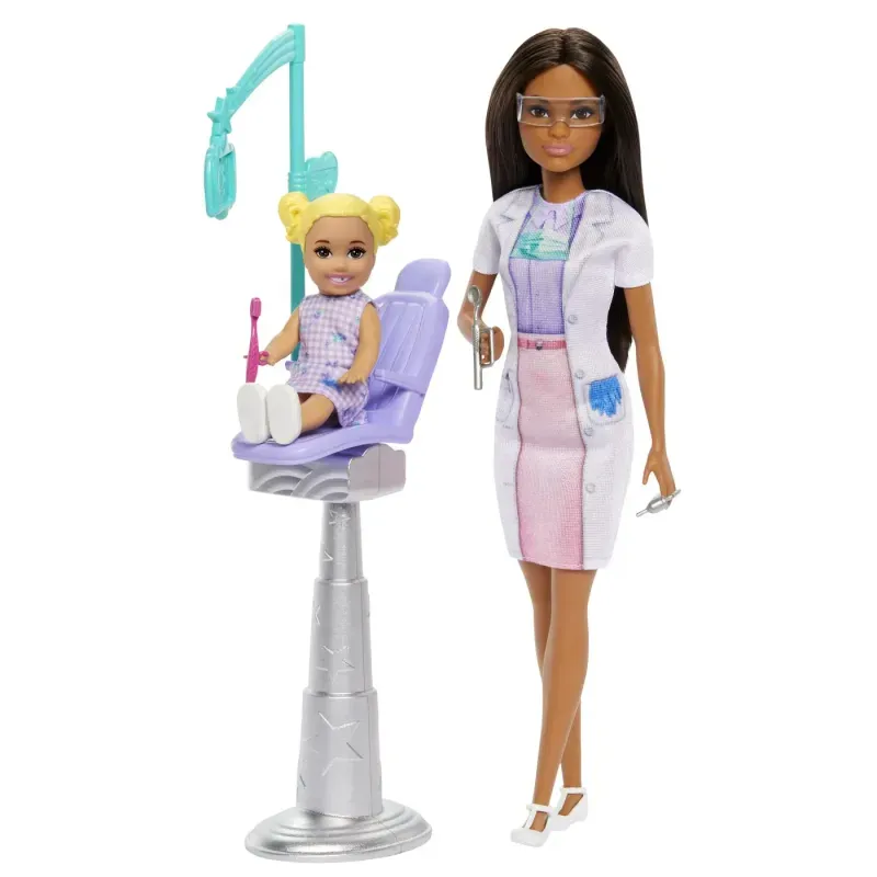 Jucarii, Copii si Bebe - Jucarii si jocuri - Papusi si accesorii - Papusi - Set de joaca papusa Barbie bruneta face cariera Stomatolog - Infinity.ro