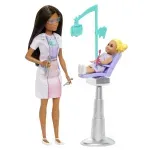 Jucarii, Copii si Bebe - Jucarii si jocuri - Papusi si accesorii - Papusi - Set de joaca papusa Barbie bruneta face cariera Stomatolog - Infinity.ro