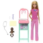 Jucarii, Copii si Bebe - Jucarii si jocuri - Papusi si accesorii - Papusi - Set de joaca papusa Barbie blonda Face Cariera Pediatru - Infinity.ro