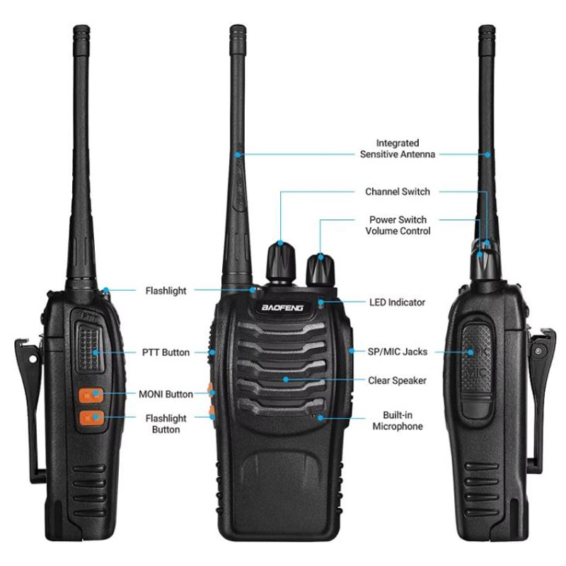 Auto si Moto - Electronice auto - Statii radio si detectoare radar - Set Statie radio BaofengBF-88E cu HandsFree model THK, 400-470Mhz, negru, AirSoft, Drumetie, Vanatoare - Infinity.ro