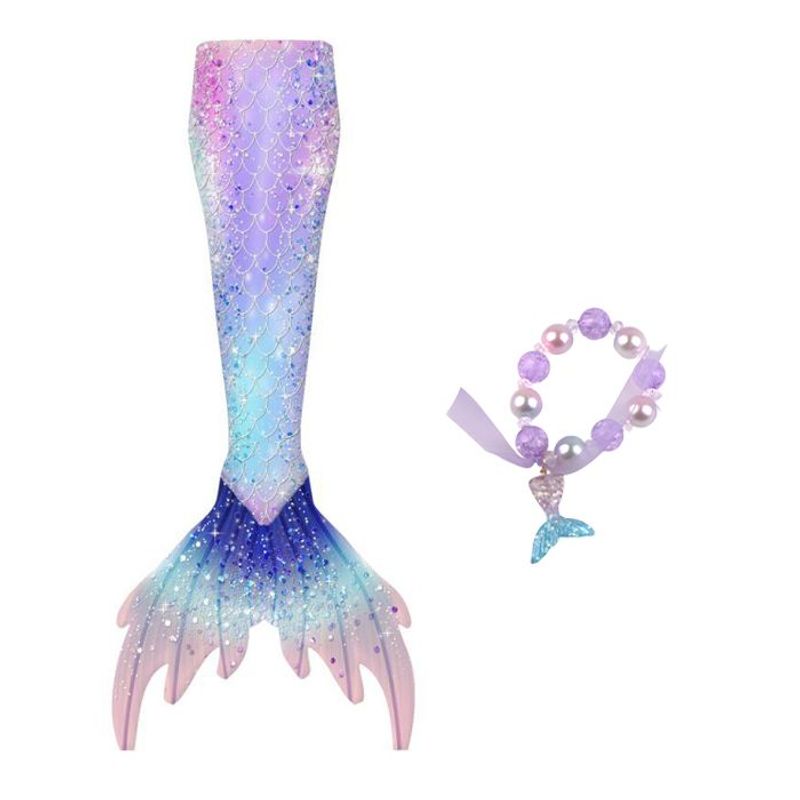 Fashion, accesorii si bijuterii - Copii - Lenjerie si pijamale copii - Costume de baie copii - Coada de Sirena THK®, Albastru Cosmic cu bratara HandMade by Alessia Ioana - 130 cm - 7-8 ani - Infinity.ro