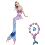 Fashion, accesorii si bijuterii - Copii - Lenjerie si pijamale copii - Costume de baie copii - Coada de Sirena THK®, Albastru Cosmic cu bratara HandMade by Alessia Ioana - 130 cm - 7-8 ani - Infinity.ro