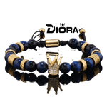 Fashion, accesorii si bijuterii - Barbati - Bijuterii barbati - Bratari barbati - Bratara Barbateasca cu Margele din Piatra Naturala & Charm Coroana, culoare Albastru - Infinity.ro