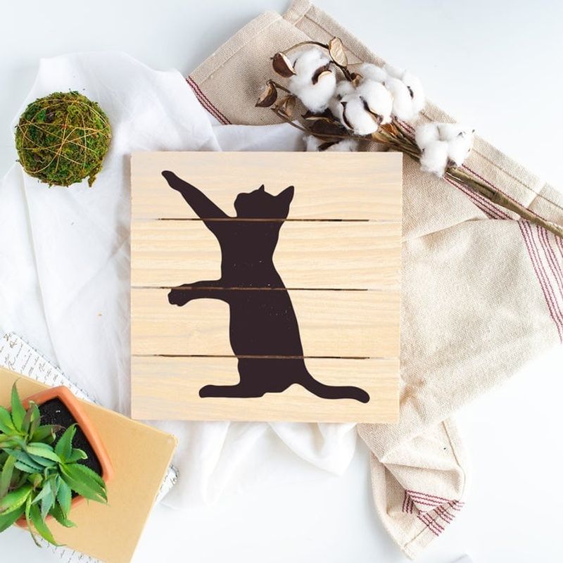 Casa si Gradina - Decoratiuni - DIY - Sabloane decorative pereti - Sablon Perete vopsire, tencuiala 0.7mm Pisica model MXSP7405, 300 x 300 mm - Infinity.ro