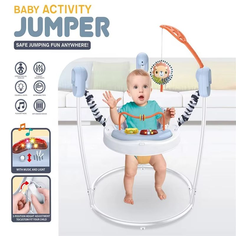 Casa si Gradina - Mobilier - Mobilier copii - Balansoare, leagane si hamace - Saritor copii 2 in 1 cu Centru Activitati, Ajustabil, Scaun 360, Sunete, Lumini, Accesorii, Albastru, WePro Store - Infinity.ro