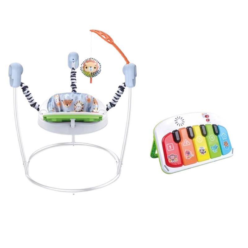 Casa si Gradina - Mobilier - Mobilier copii - Balansoare, leagane si hamace - Saritor copii 2 in 1 cu Centru Activitati, Ajustabil, Scaun 360, Sunete, Lumini, Accesorii, Albastru, WePro Store - Infinity.ro