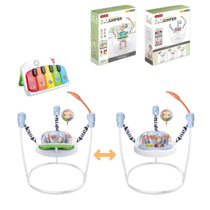 Casa si Gradina - Mobilier - Mobilier copii - Balansoare, leagane si hamace - Saritor copii 2 in 1 cu Centru Activitati, Ajustabil, Scaun 360, Sunete, Lumini, Accesorii, Albastru, WePro Store - Infinity.ro