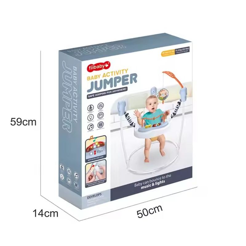 Casa si Gradina - Mobilier - Mobilier copii - Balansoare, leagane si hamace - Saritor copii 2 in 1 cu Centru Activitati, Ajustabil, Scaun 360, Sunete, Lumini, Accesorii, Albastru, WePro Store - Infinity.ro