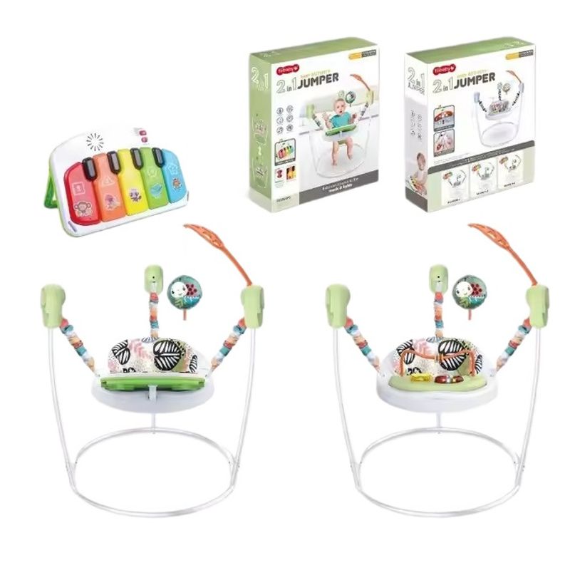 Casa si Gradina - Mobilier - Mobilier copii - Balansoare, leagane si hamace - Saritor copii 2 in 1 cu Centru Activitati, Ajustabil, Scaun 360, Sunete, Lumini, Accesorii, Verde, WePro Store - Infinity.ro