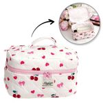 Ingrijire personala si Cosmetice - Machiaj - Portfarduri si genti cosmetice - Geanta pentru cosmetice, quilted, model cirese si fundite, 16x16x25 cm, eCarla, KS150 - Infinity.ro