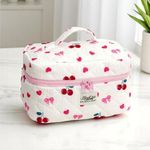 Ingrijire personala si Cosmetice - Machiaj - Portfarduri si genti cosmetice - Geanta pentru cosmetice, quilted, model cirese si fundite, 16x16x25 cm, eCarla, KS150 - Infinity.ro