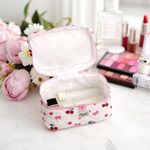 Ingrijire personala si Cosmetice - Machiaj - Portfarduri si genti cosmetice - Geanta pentru cosmetice, quilted, model cirese si fundite, 16x16x25 cm, eCarla, KS150 - Infinity.ro