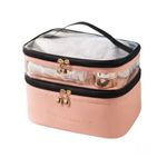 Ingrijire personala si Cosmetice - Machiaj - Portfarduri si genti cosmetice - Geanta pentru cosmetice, pliabila, cu doua compartimente, roz, 17x23x15 cm, eCarla, KS92WZ4 - Infinity.ro